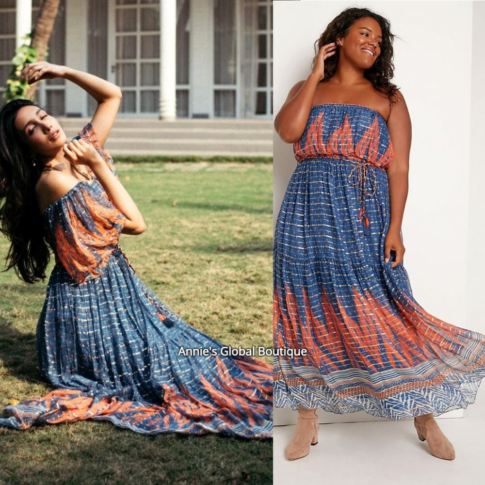 RARE NWT ANTHROPOLOGIE Nora Tasseled Maxi Dress - Picture 4 of 14